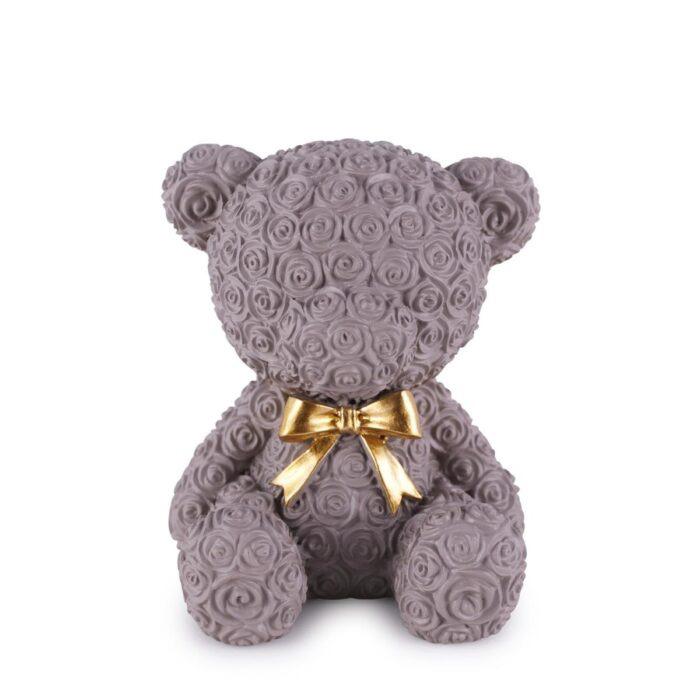 BOMBONIERA "NEW ENFANT" - Orsetto Grigio con fiocco dorato 6x7 cm |