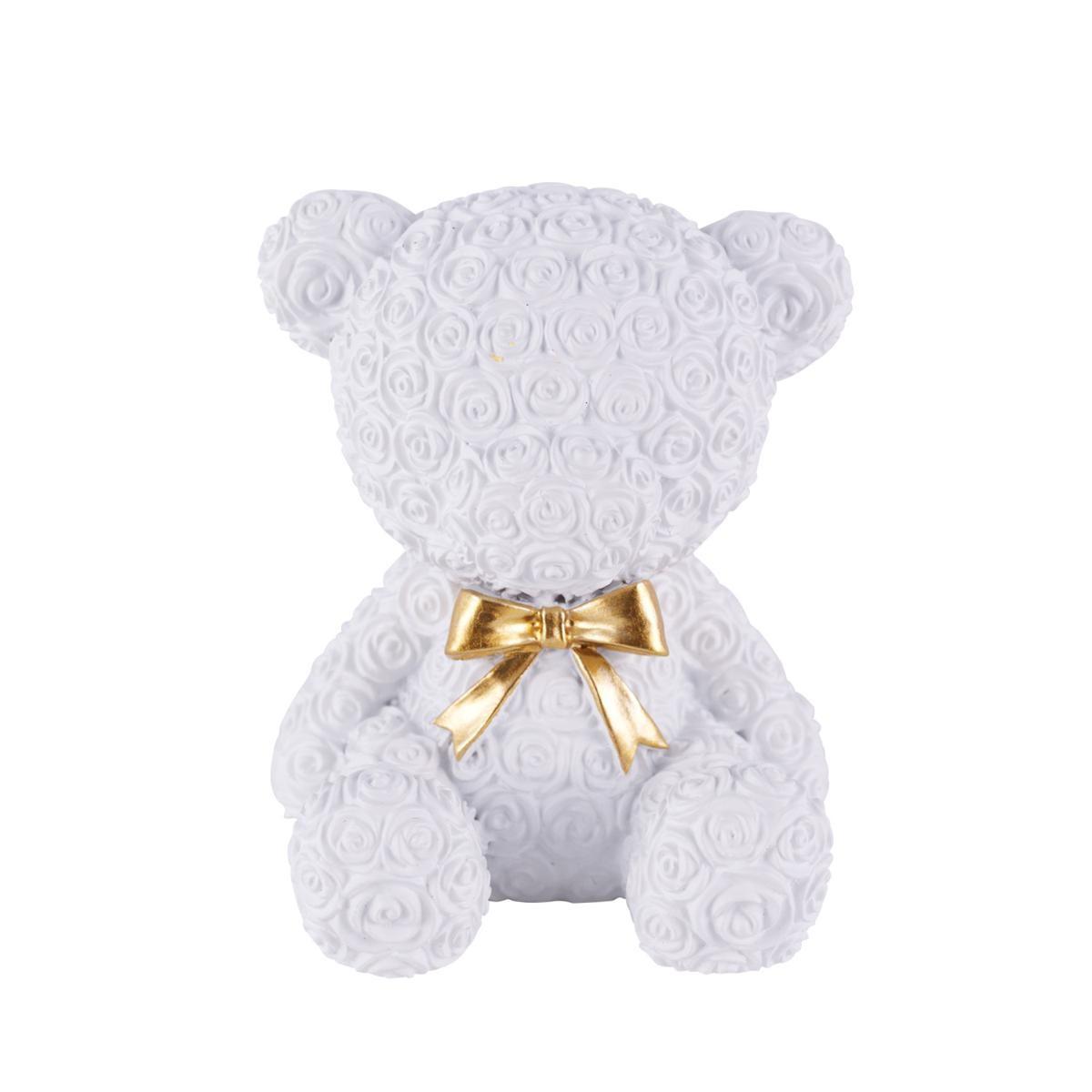 BOMBONIERA "NEW ENFANT" - Orsetto Grigio con fiocco dorato 6x7 cm |