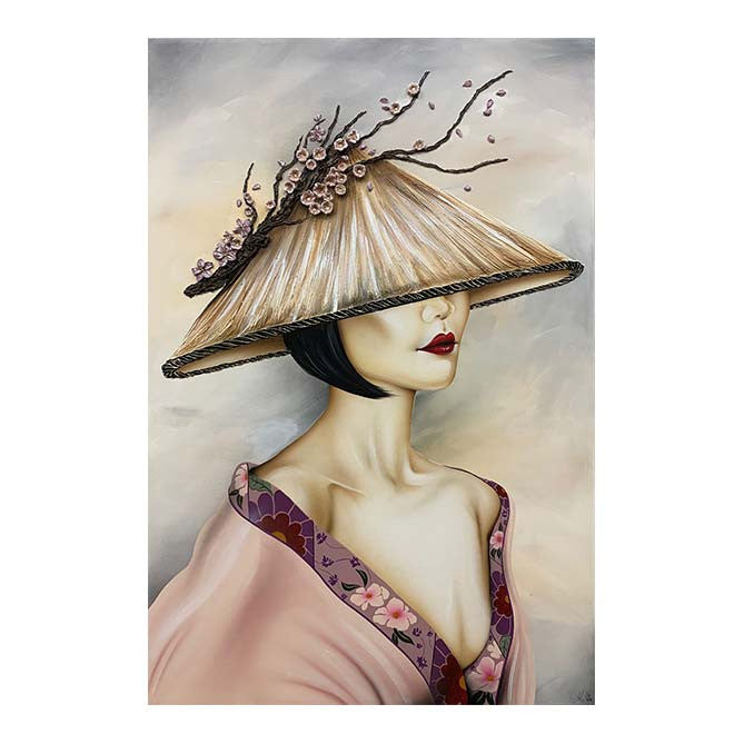 Quadro moderno figurativo dipinto a mano su tela "Tokyo" 100x150