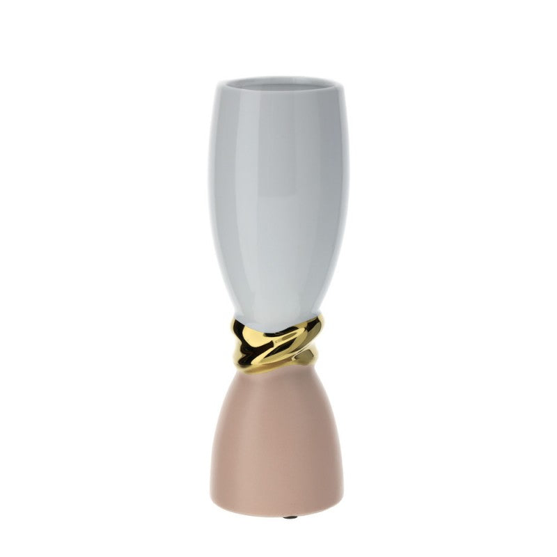 Vaso Porcellana Bianco Oro e Rosa