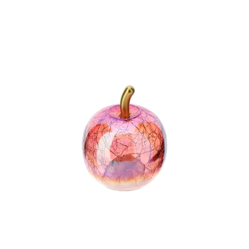 Hervit – Mela in vetro Crack Rosa 9 cm con led