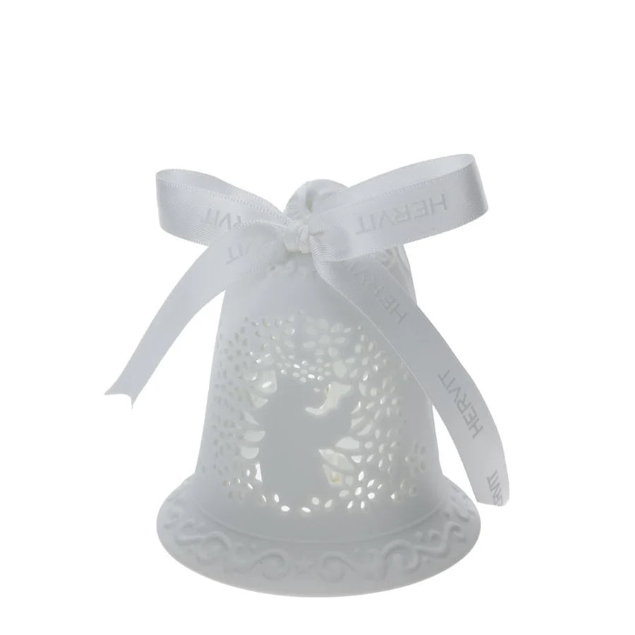 HERVIT - Campana Porcellana Traforata Bianca Biscuit 9Cm