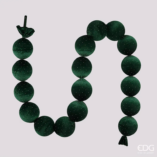 EDG Festone 20 Palle Velluto Verde Scuro 180 cm