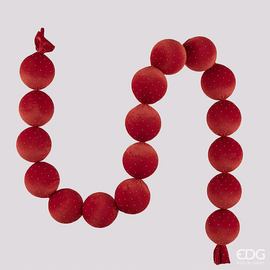 EDG Festone 20 Palle Velluto rosso 180 cm
