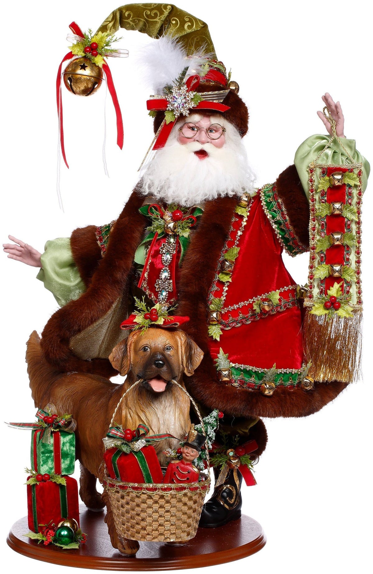 GOODWILL Mark Roberts Babbo Natale con cane "Sleigh Ride Santa Doll" H64