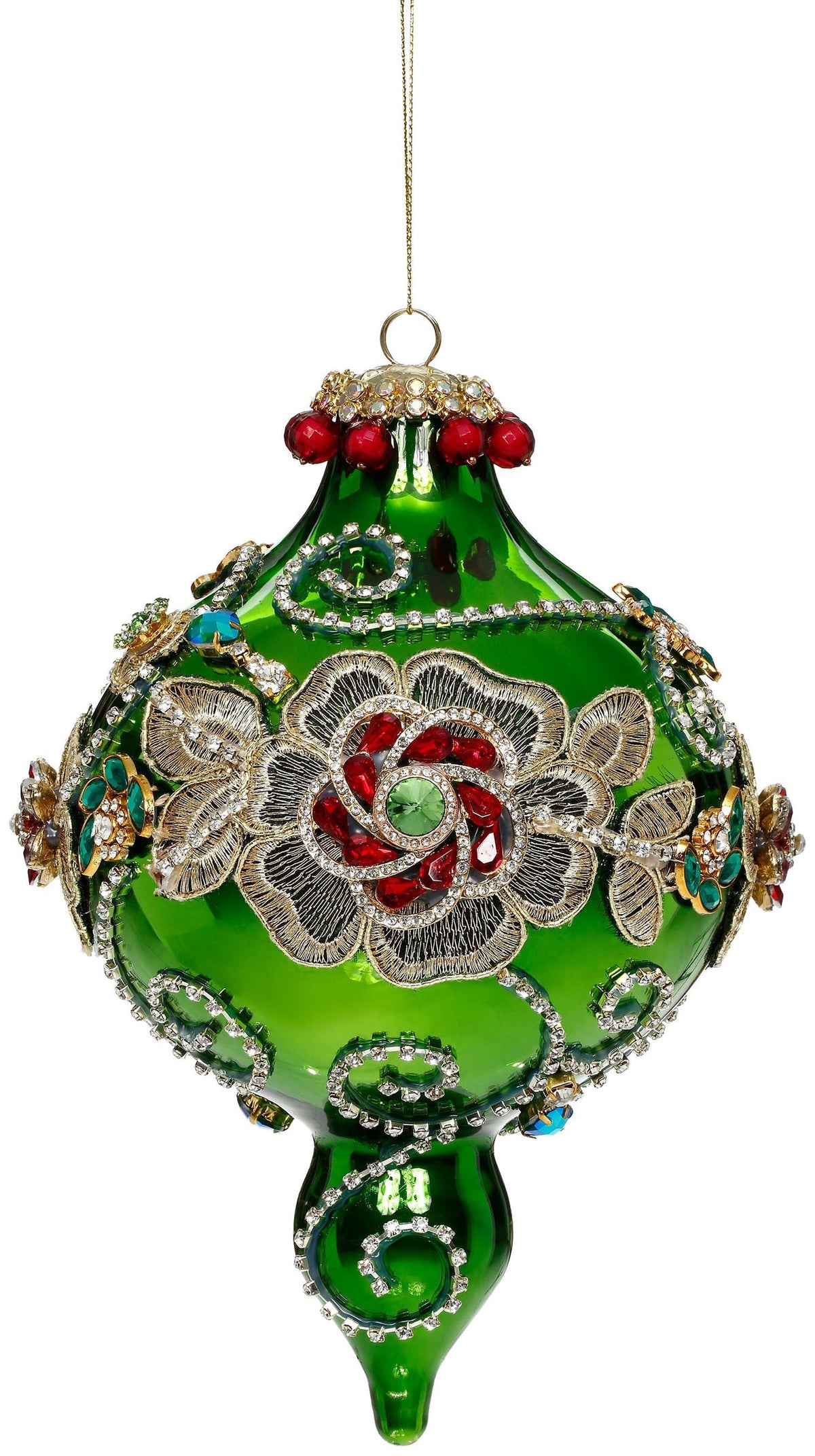 GOODWILL Mark Roberts Sfera di natale in vetro verde con gioielli "Kings Jewel" 20 cm