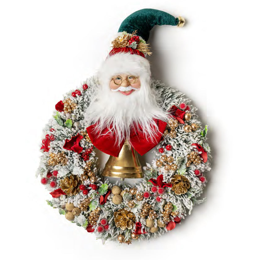Fiori di Lena Fuoriporta Ghirlanda Babbo Natale e campana H54