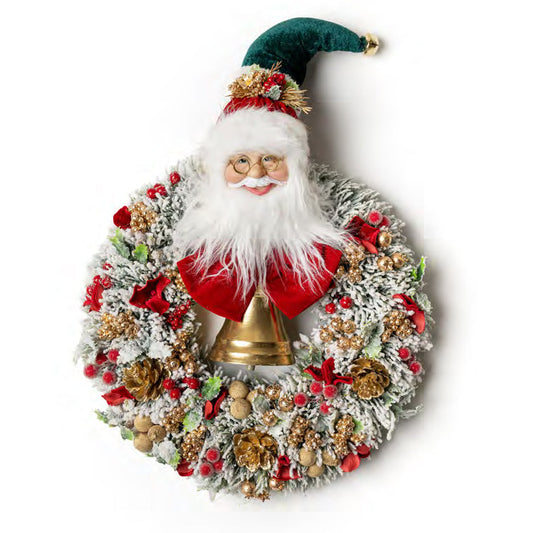 Fiori di Lena Fuoriporta Ghirlanda Babbo Natale e campana H54