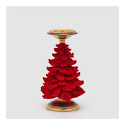 EDG Portacandela di natale albero vellutato rosso Ø19 H31 cm