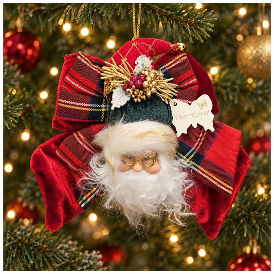 Fiori di Lena Decoro Babbo Natale fiocco tartan scozzese