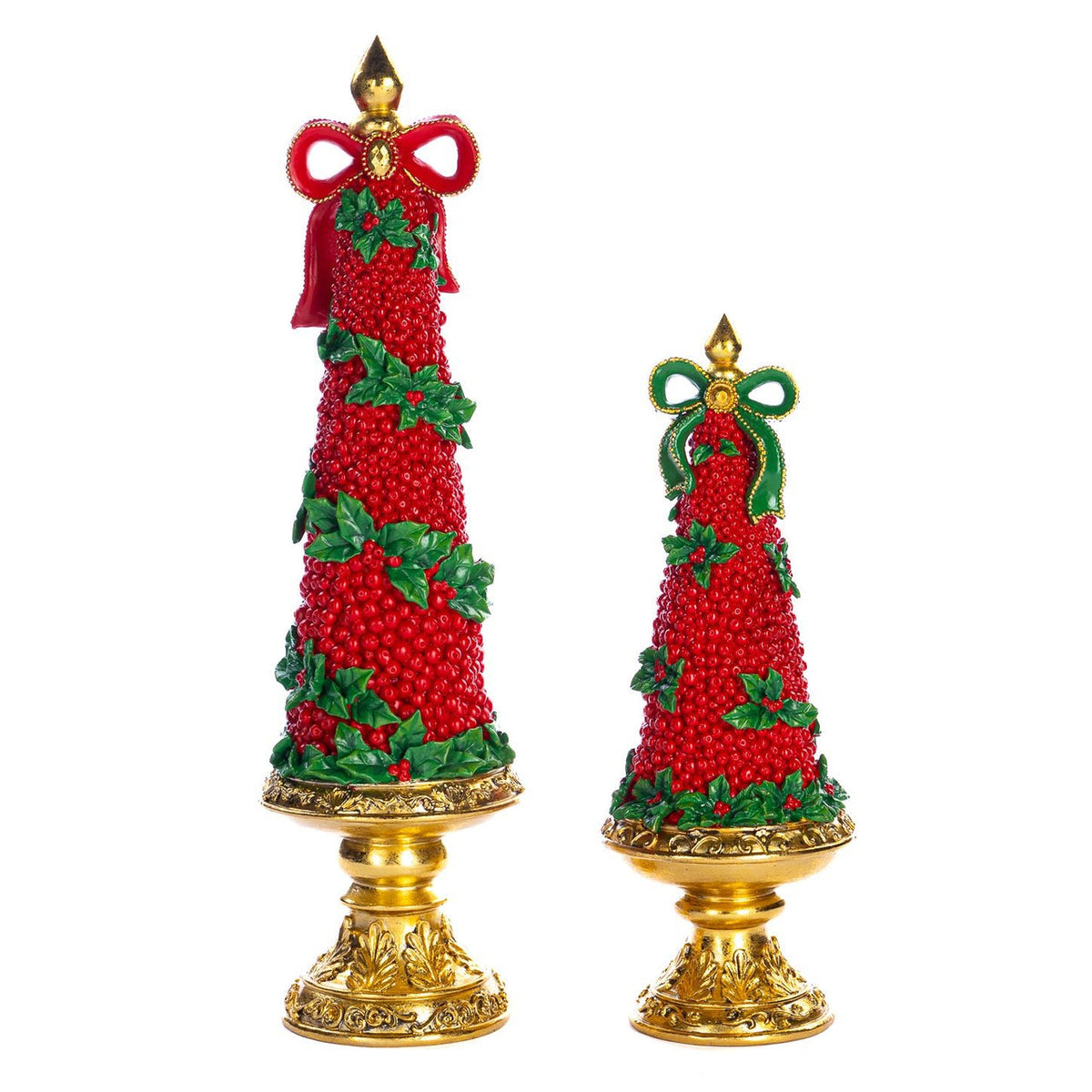 GOODWILL Set 2 Alberi di natale in resina con bacche rosse H30/48 cm
