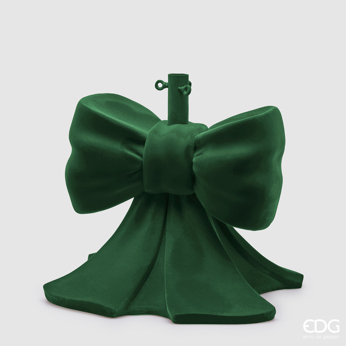 EDG Enzo de Gasperi Base per Albero di Natale Fiocco in Velluto Verde H45 D43