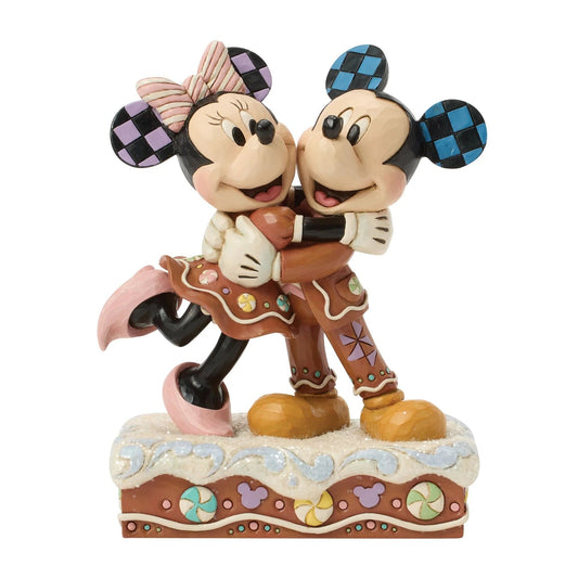 Enesco Disney Statuina di natale Topolino e Minnie Pan di zenzero H15.5 cm
