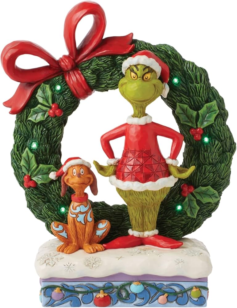 Enesco The Grinch by Jim Shore Grinch & Max - Ghirlanda luminosa