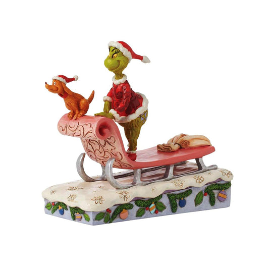 Grinch e Max su slitta 17 cm The Grinch by Jim Shore