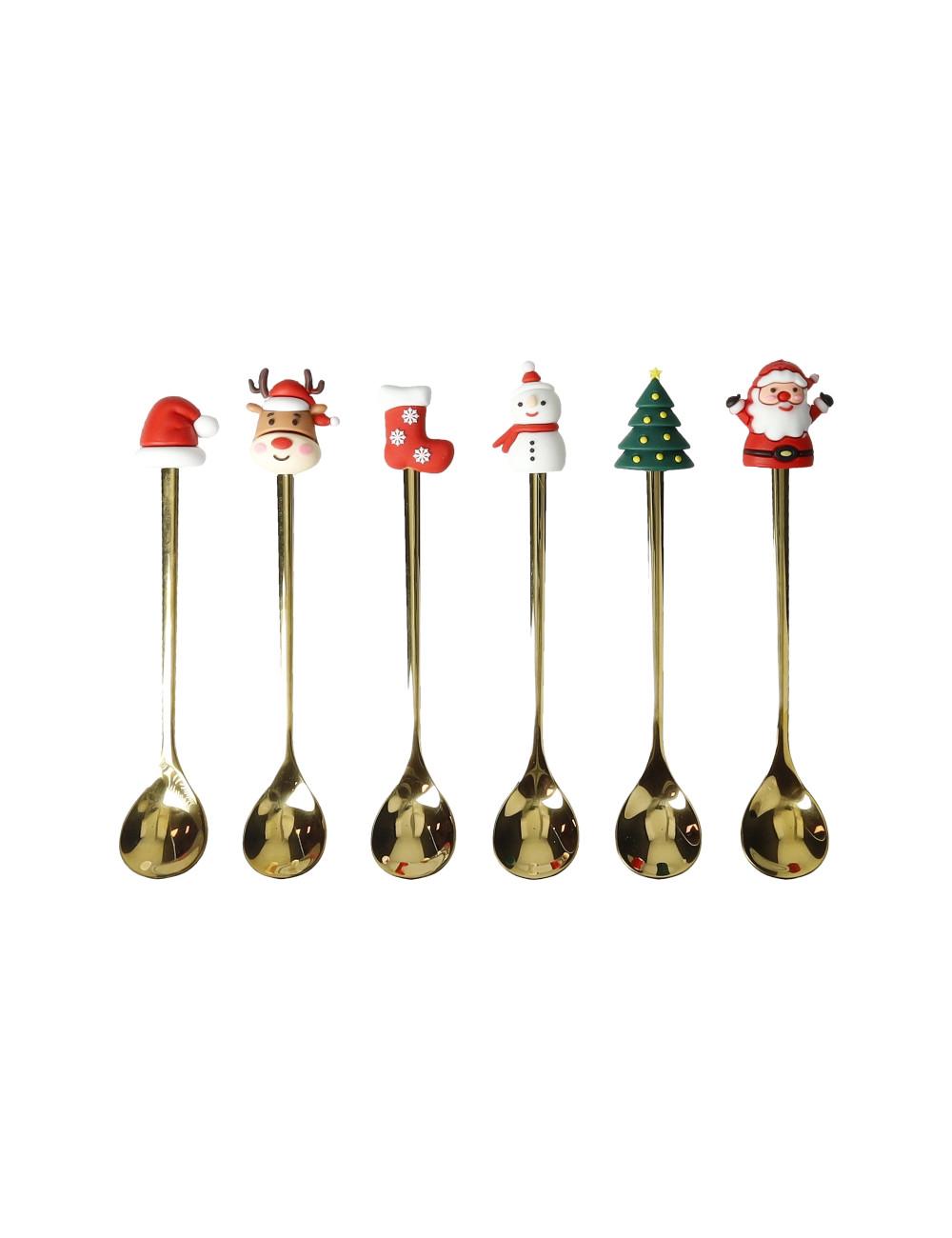 CUCCHIAINO GOLD SOGGETTI NATALIZI  SET 6 PZ -Brandani