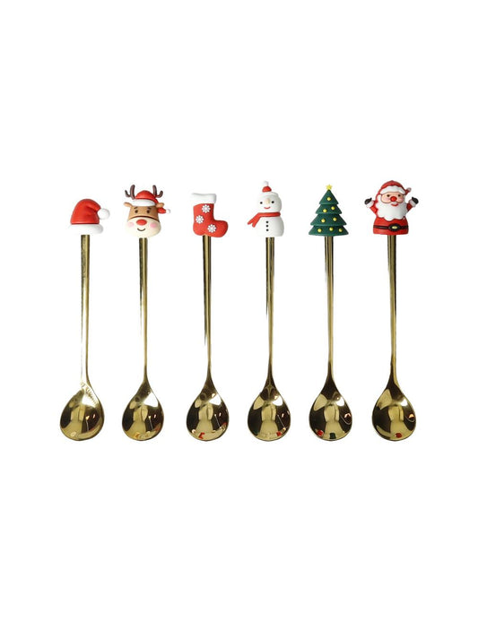CUCCHIAINO GOLD SOGGETTI NATALIZI  SET 6 PZ -Brandani