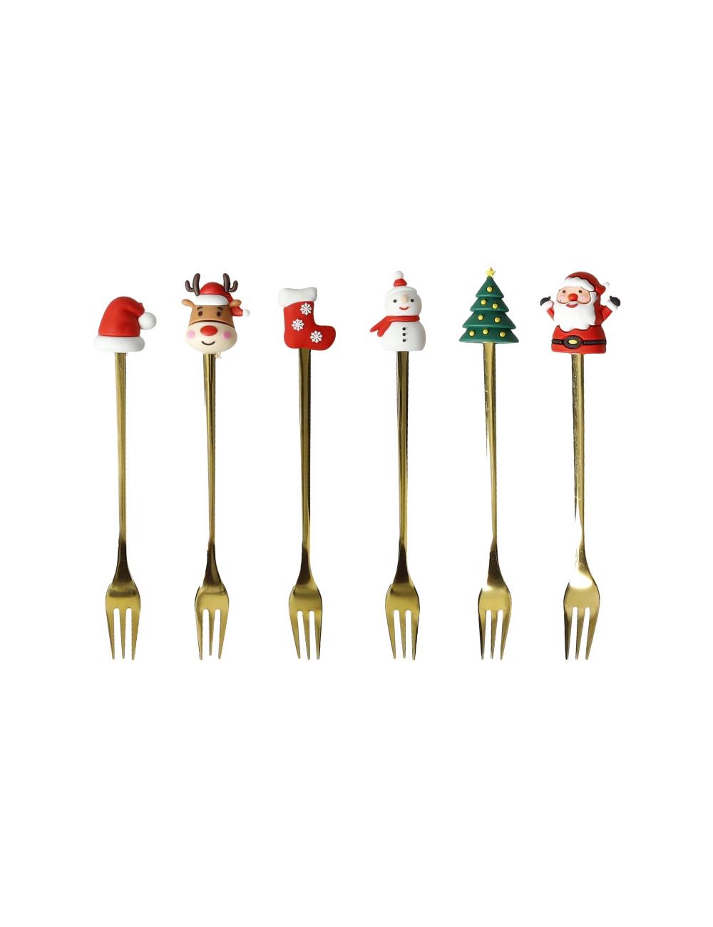FORCHETTINA GOLD SOGGETTI NATALIZI ASS SET 6 PZ -Brandani