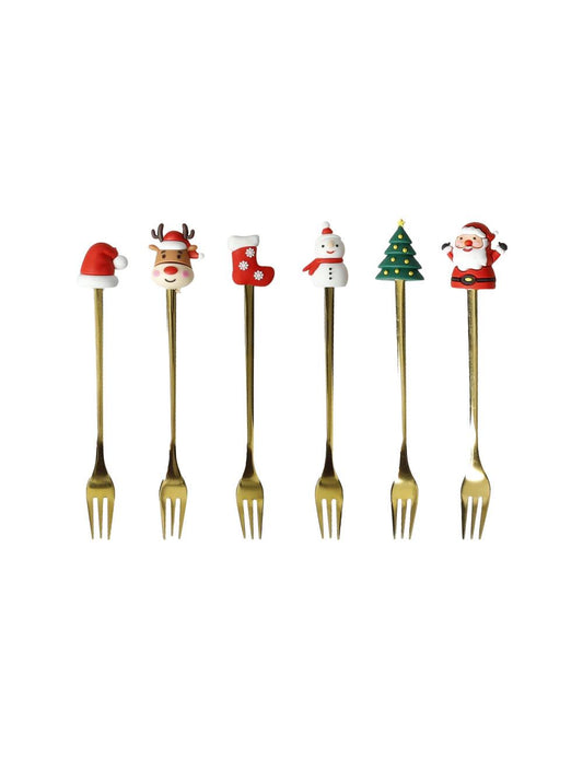 FORCHETTINA GOLD SOGGETTI NATALIZI ASS SET 6 PZ -Brandani
