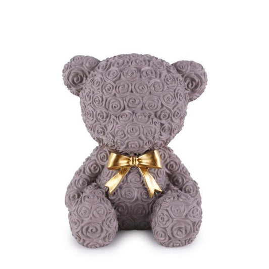BOMBONIERA "NEW ENFANT" - Orsetto Grigio con fiocco dorato 6x7 cm |