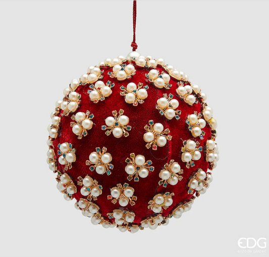 EDG Enzo De Gasperi Addobbo Palla di Natale Elizabeth D 12 Cm Red