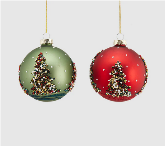 EDG Enzo De Gasperi Addobbo di Natale Palla Vetro Pino Perle D 8 Cm Ass. Green Red