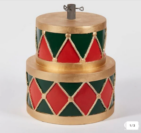 EDG Enzo De Gasperi Base per Albero Natale Tamburo per Pino H 49 Cm D 45 Cm 19 Kg Verde Rosso