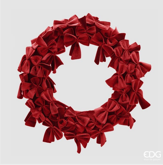 COURONNE DE NOEUDS EN VELOURS D60 / ROUGE